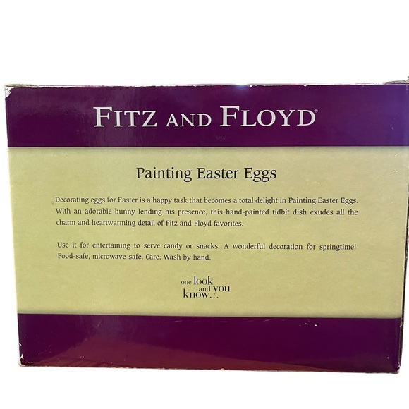 Fitz and Floyd Ceramic Dish “Painting Easter Eggs”, Easter| Spring|Vintage|Candy - Picture 11 of 12